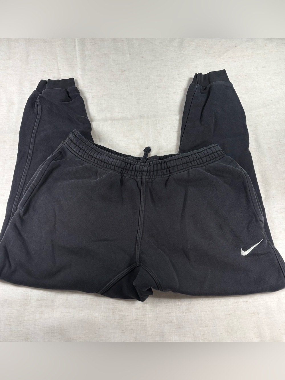 Nike Men’s Black Jogger Sweatpants with White Swoosh